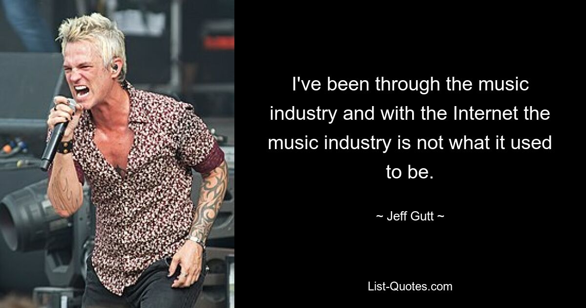 I've been through the music industry and with the Internet the music industry is not what it used to be. — © Jeff Gutt