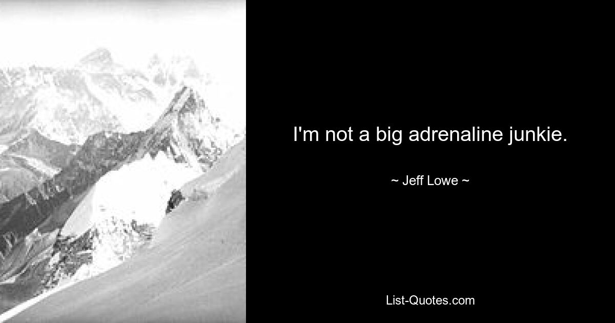 I'm not a big adrenaline junkie. — © Jeff Lowe