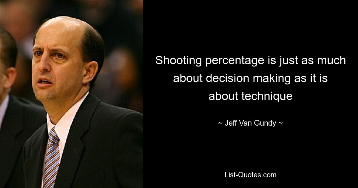 Shooting percentage is just as much about decision making as it is about technique — © Jeff Van Gundy