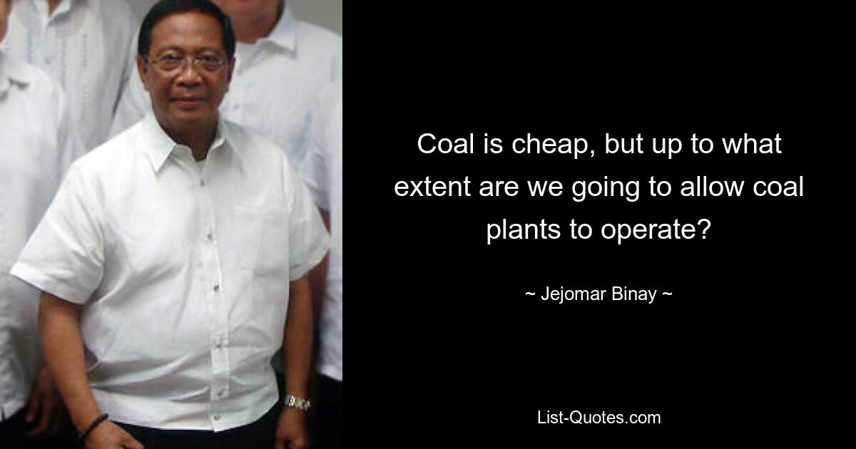 Coal is cheap, but up to what extent are we going to allow coal plants to operate? — © Jejomar Binay