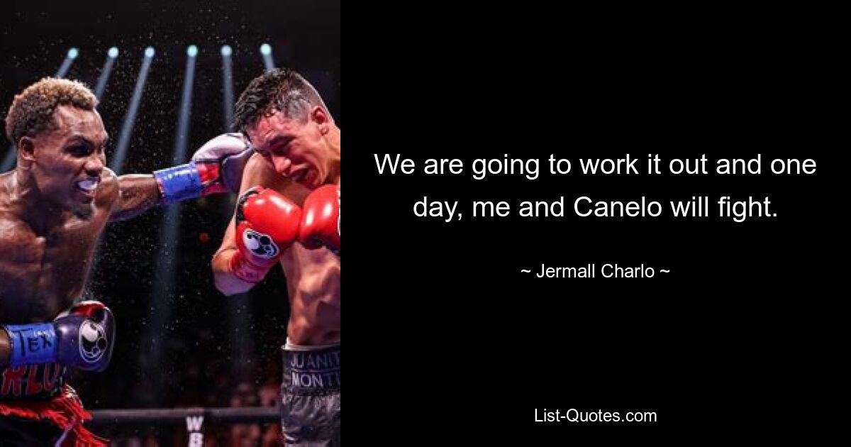 We are going to work it out and one day, me and Canelo will fight. — © Jermall Charlo