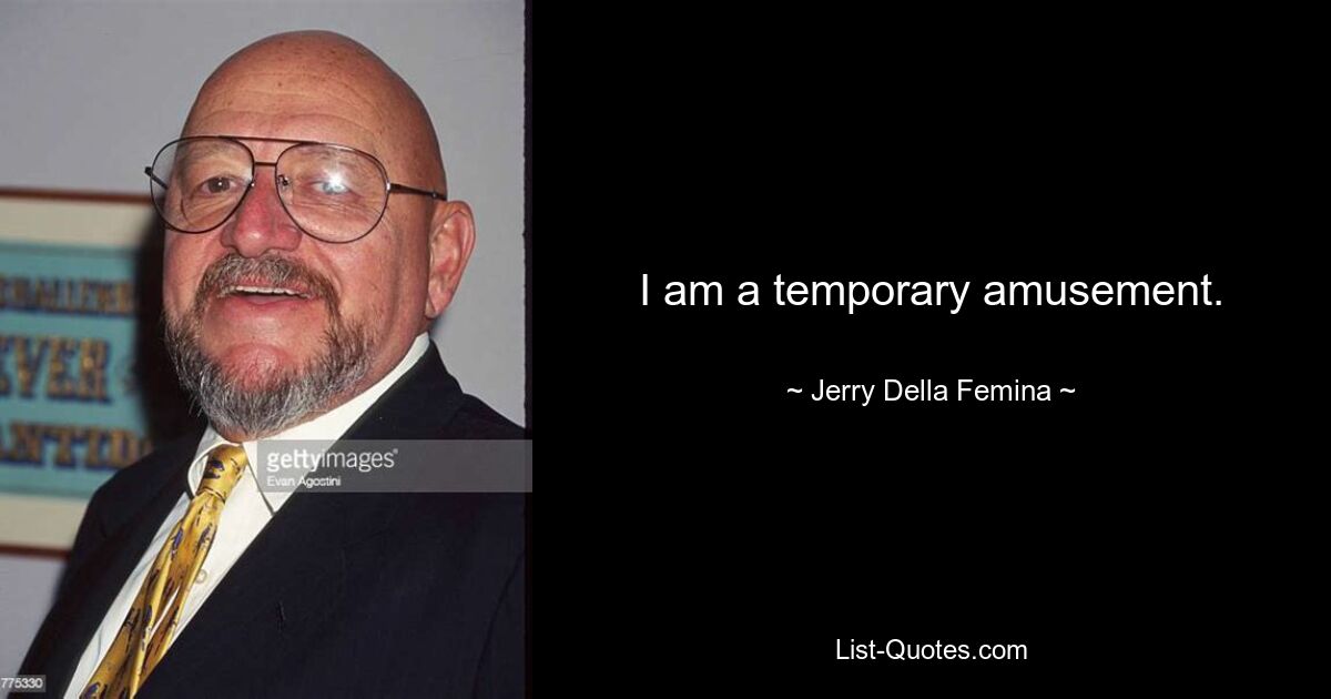 I am a temporary amusement. — © Jerry Della Femina