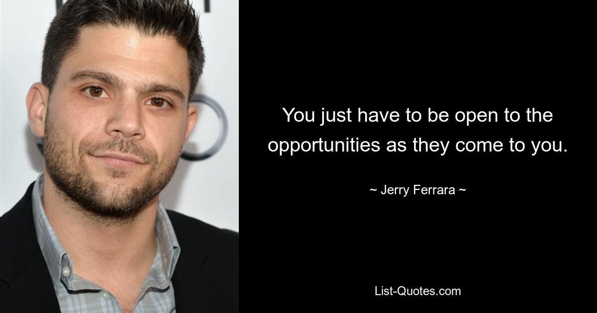 You just have to be open to the opportunities as they come to you. — © Jerry Ferrara