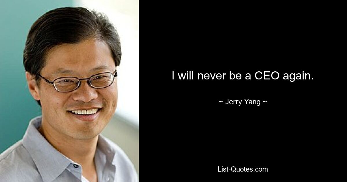 I will never be a CEO again. — © Jerry Yang