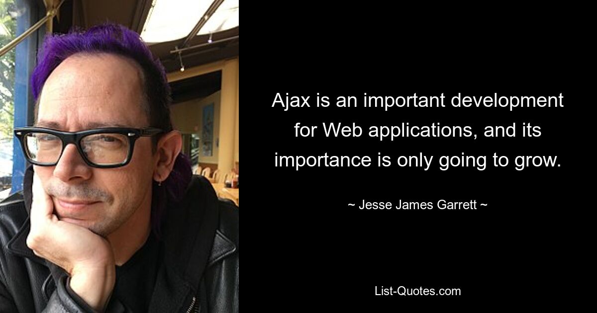 Ajax is an important development for Web applications, and its importance is only going to grow. — © Jesse James Garrett