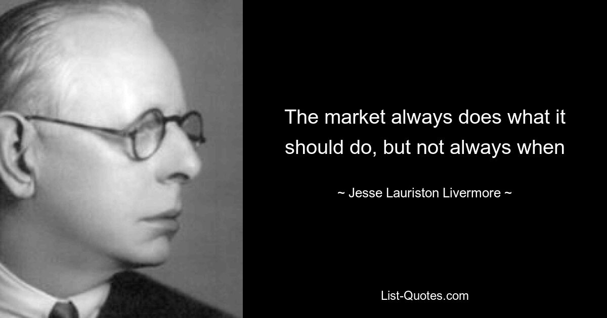 The market always does what it should do, but not always when — © Jesse Lauriston Livermore