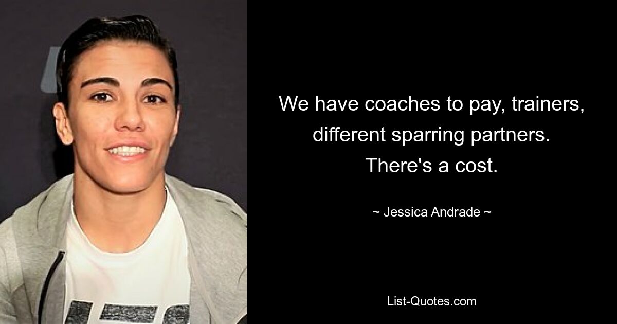 We have coaches to pay, trainers, different sparring partners. There's a cost. — © Jessica Andrade