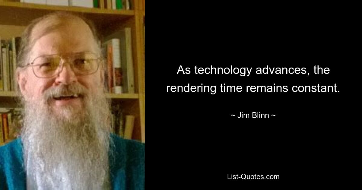 As technology advances, the rendering time remains constant. — © Jim Blinn