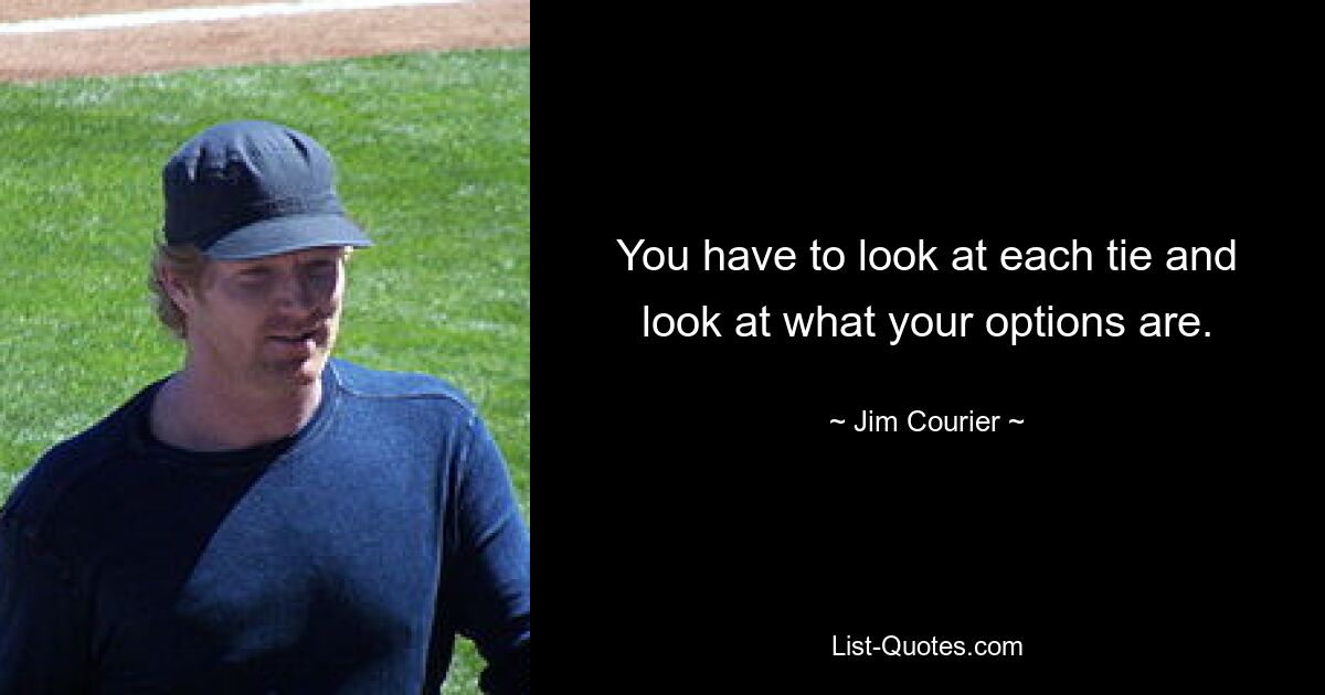 You have to look at each tie and look at what your options are. — © Jim Courier