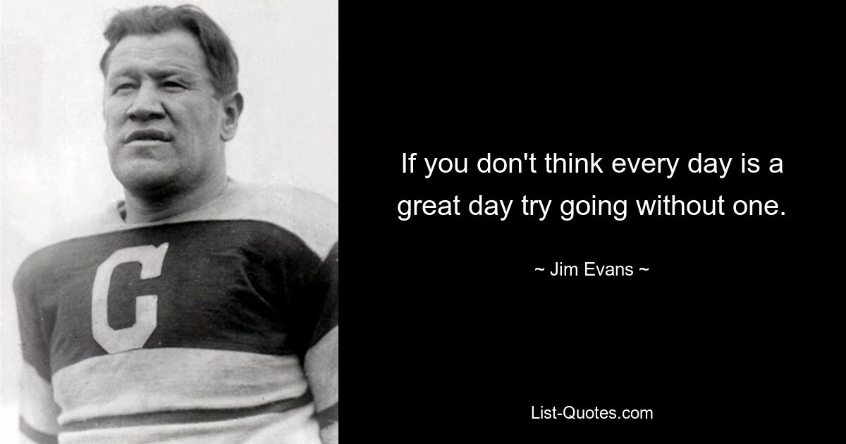 If you don't think every day is a great day try going without one. — © Jim Evans