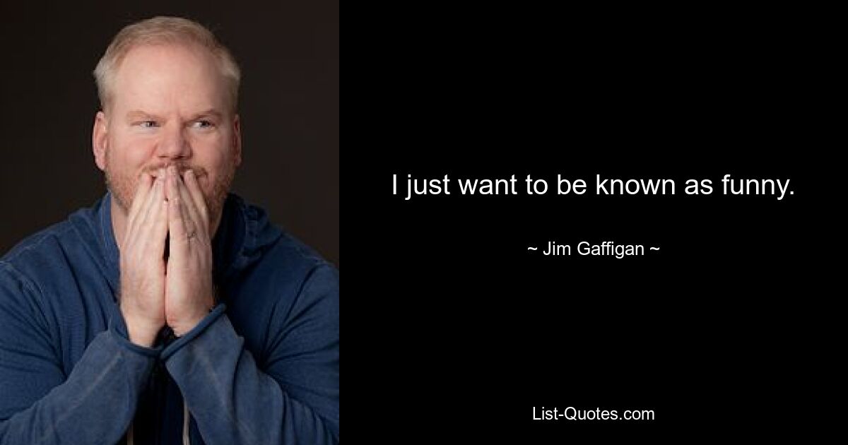 I just want to be known as funny. — © Jim Gaffigan