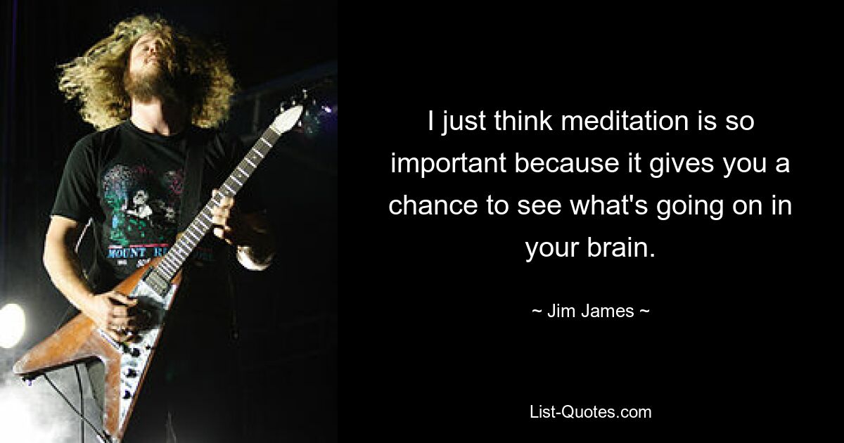 I just think meditation is so important because it gives you a chance to see what's going on in your brain. — © Jim James