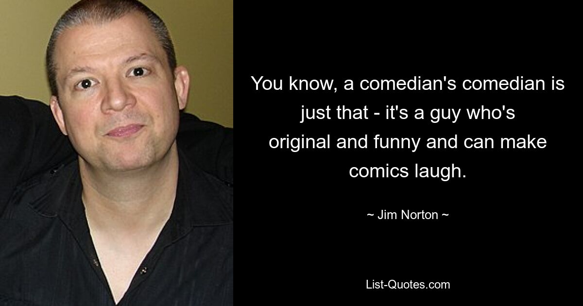 You know, a comedian's comedian is just that - it's a guy who's original and funny and can make comics laugh. — © Jim Norton