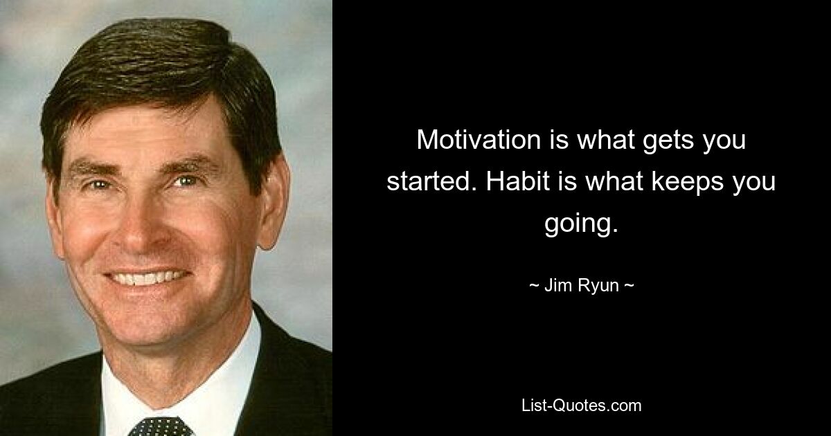 Motivation is what gets you started. Habit is what keeps you going. — © Jim Ryun