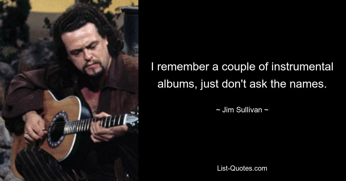 I remember a couple of instrumental albums, just don't ask the names. — © Jim Sullivan