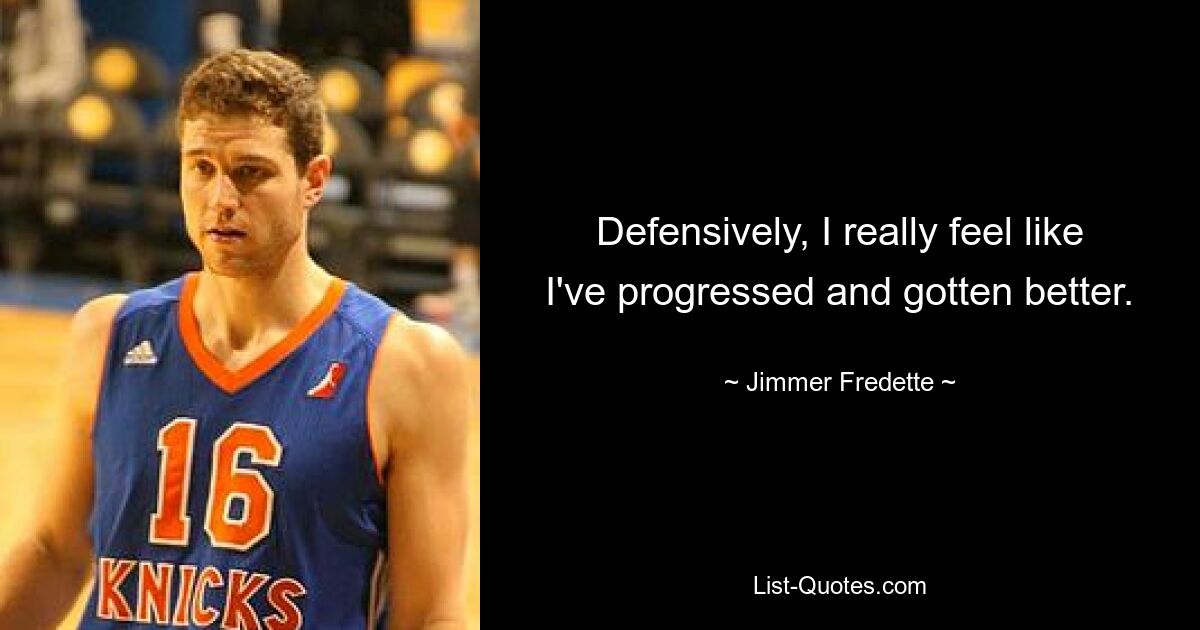 Defensively, I really feel like I've progressed and gotten better. — © Jimmer Fredette