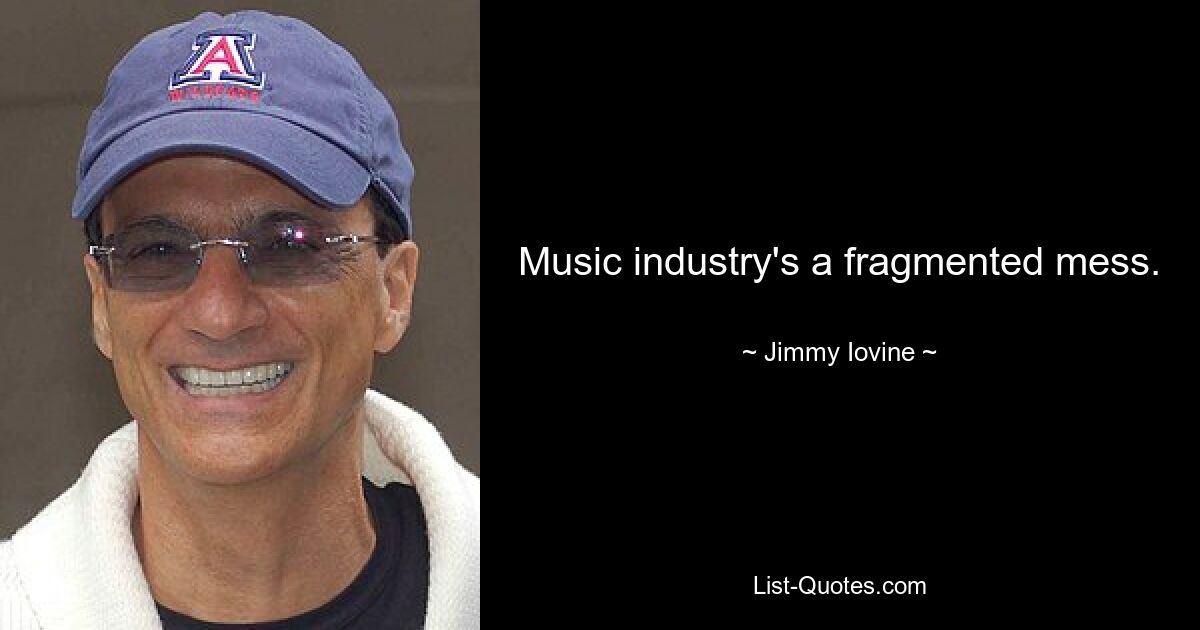 Music industry's a fragmented mess. — © Jimmy Iovine