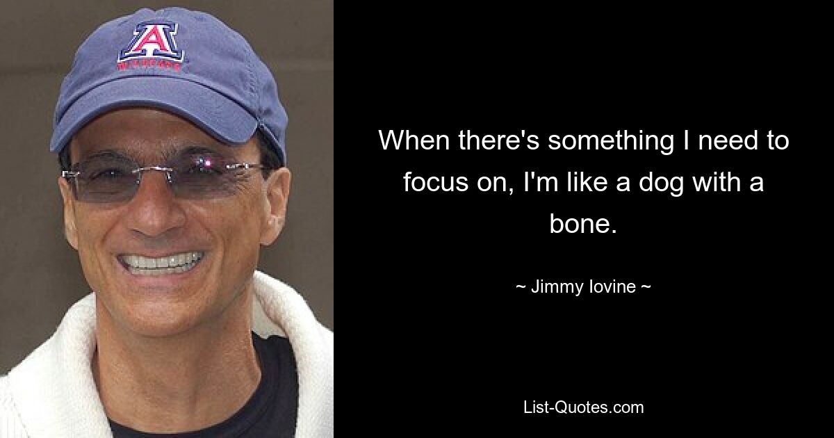 When there's something I need to focus on, I'm like a dog with a bone. — © Jimmy Iovine