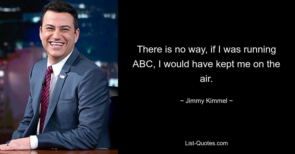 There is no way, if I was running ABC, I would have kept me on the air. — © Jimmy Kimmel