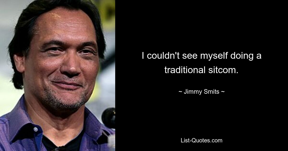 I couldn't see myself doing a traditional sitcom. — © Jimmy Smits