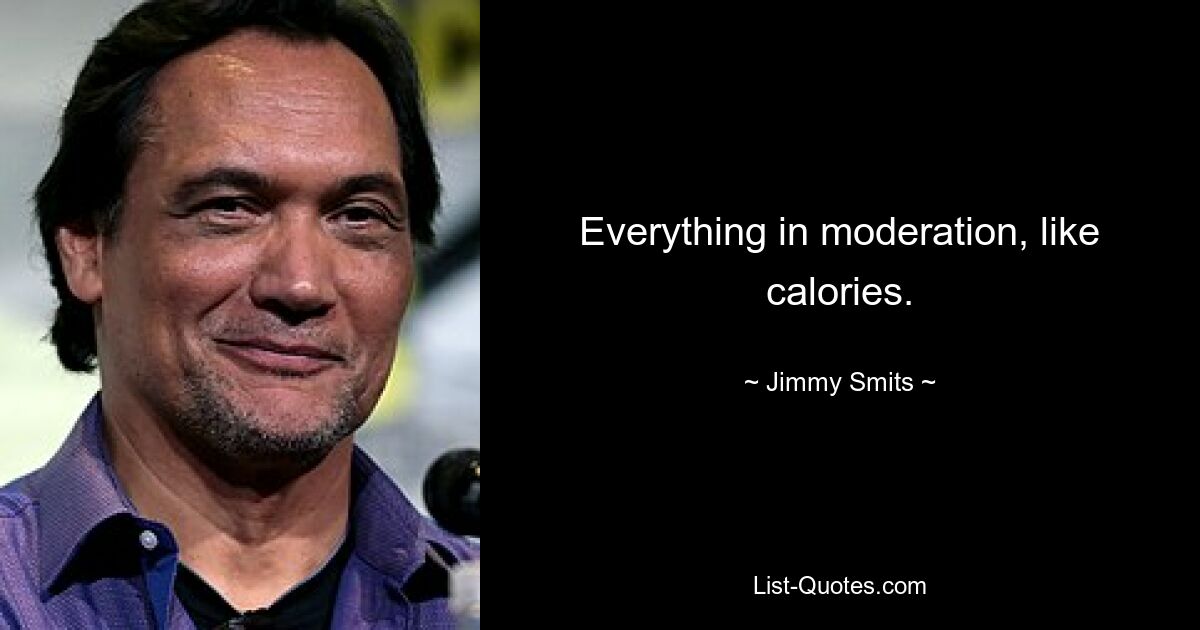 Everything in moderation, like calories. — © Jimmy Smits