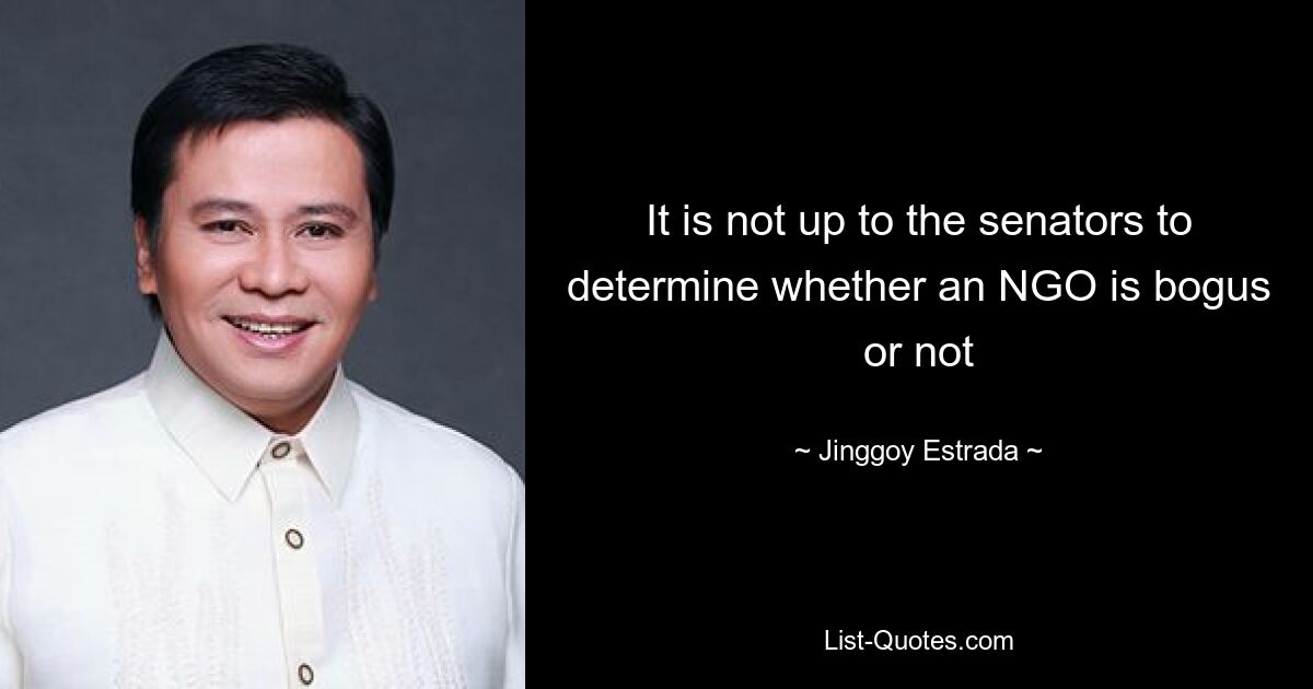 It is not up to the senators to determine whether an NGO is bogus or not — © Jinggoy Estrada