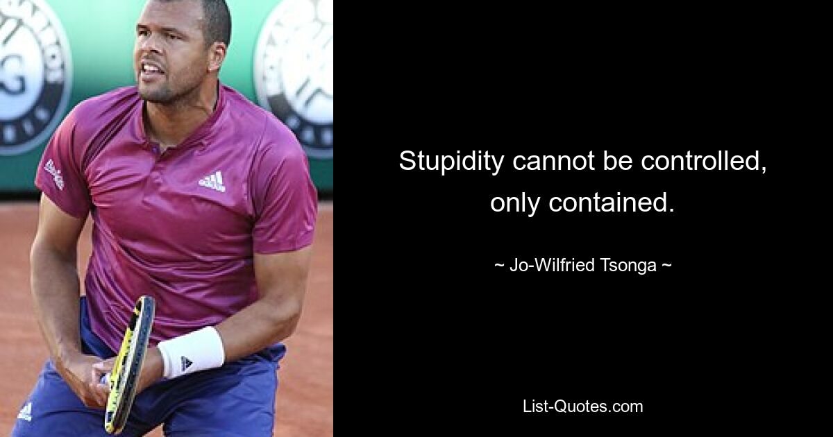 Stupidity cannot be controlled, only contained. — © Jo-Wilfried Tsonga