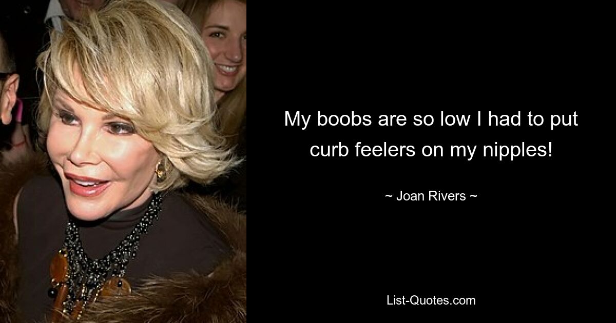 My boobs are so low I had to put curb feelers on my nipples! — © Joan Rivers