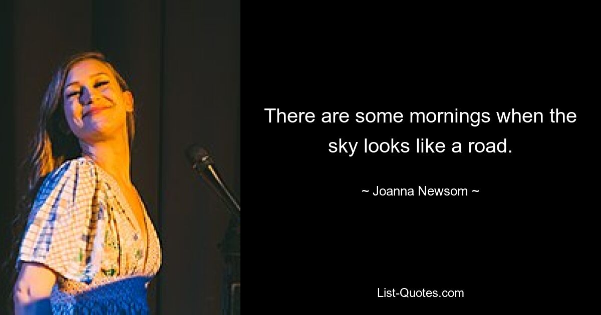 There are some mornings when the sky looks like a road. — © Joanna Newsom