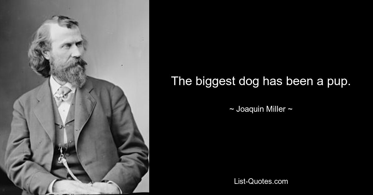 The biggest dog has been a pup. — © Joaquin Miller