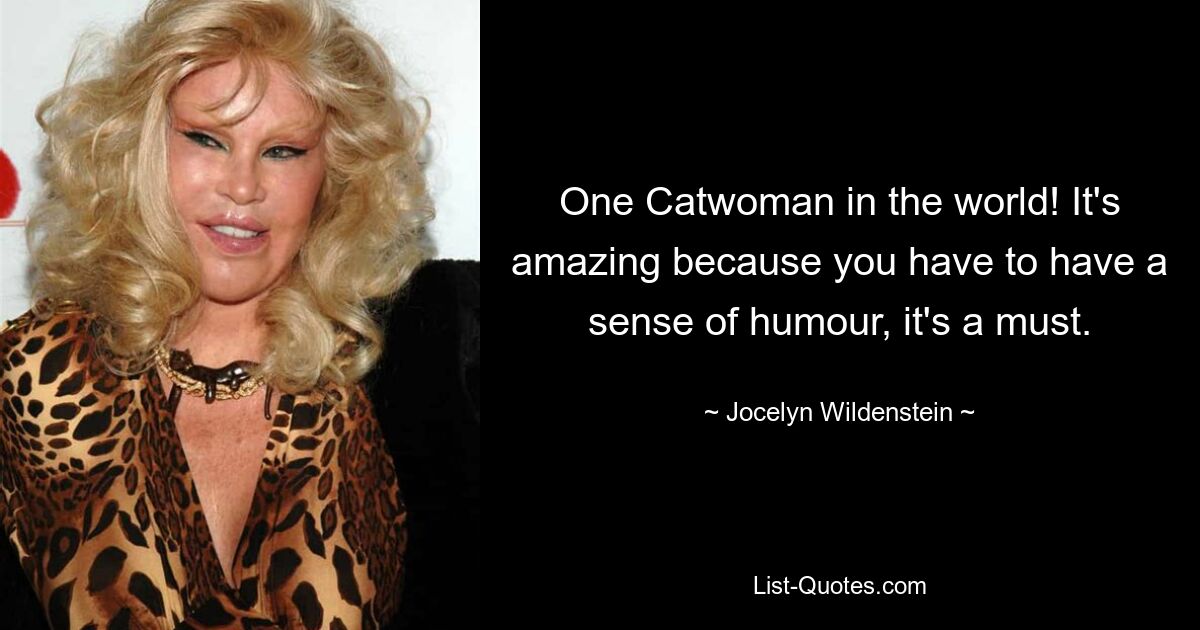 One Catwoman in the world! It's amazing because you have to have a sense of humour, it's a must. — © Jocelyn Wildenstein