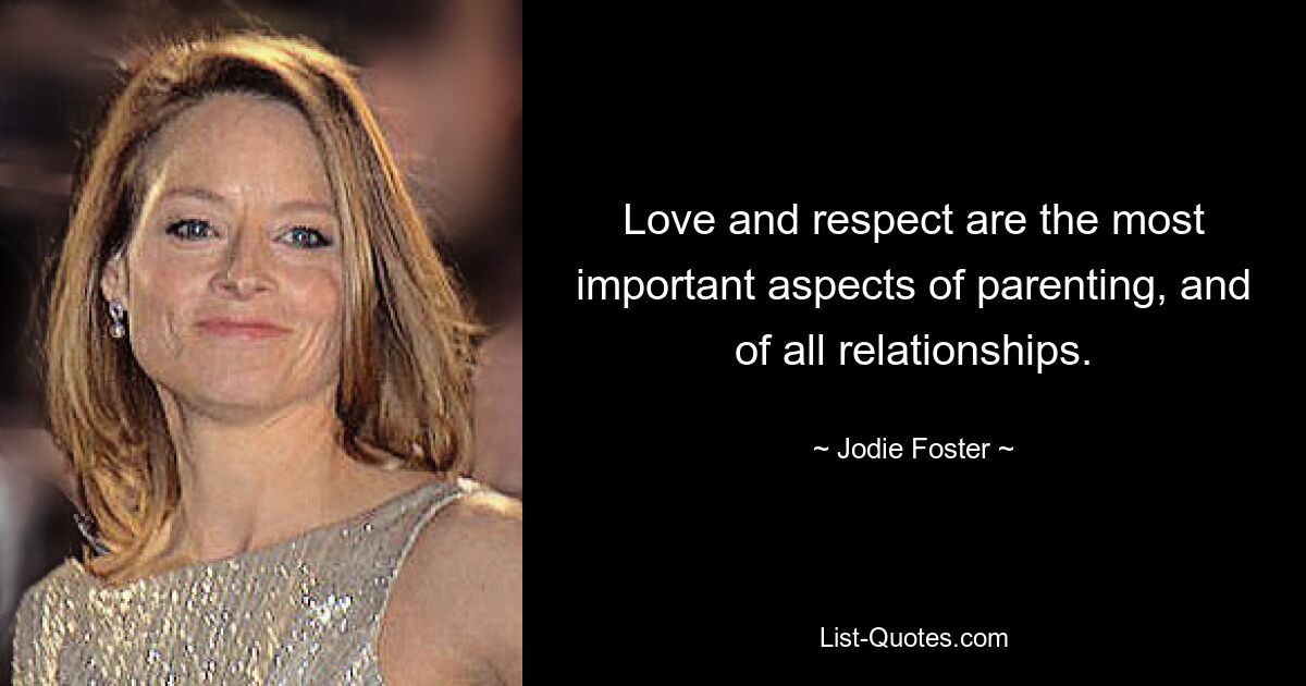 Love and respect are the most important aspects of parenting, and of all relationships. — © Jodie Foster