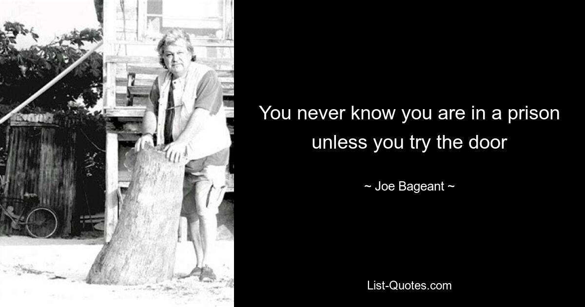 You never know you are in a prison unless you try the door — © Joe Bageant