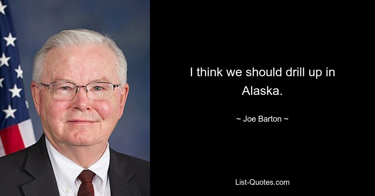 I think we should drill up in Alaska. — © Joe Barton