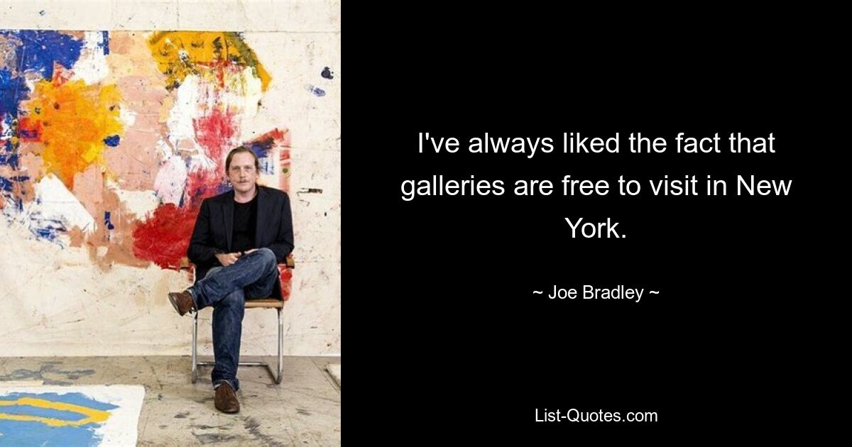 I've always liked the fact that galleries are free to visit in New York. — © Joe Bradley