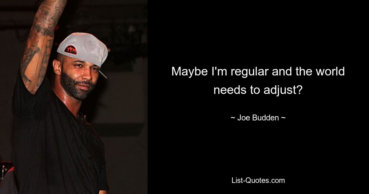 Maybe I'm regular and the world needs to adjust? — © Joe Budden