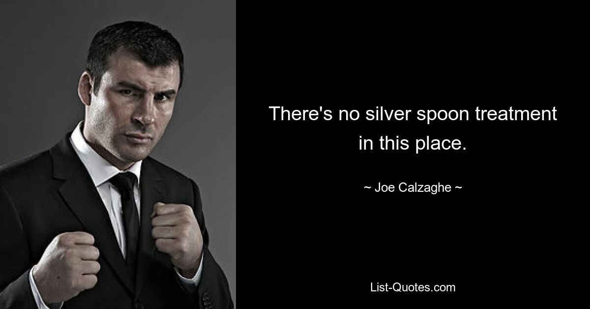 There's no silver spoon treatment in this place. — © Joe Calzaghe