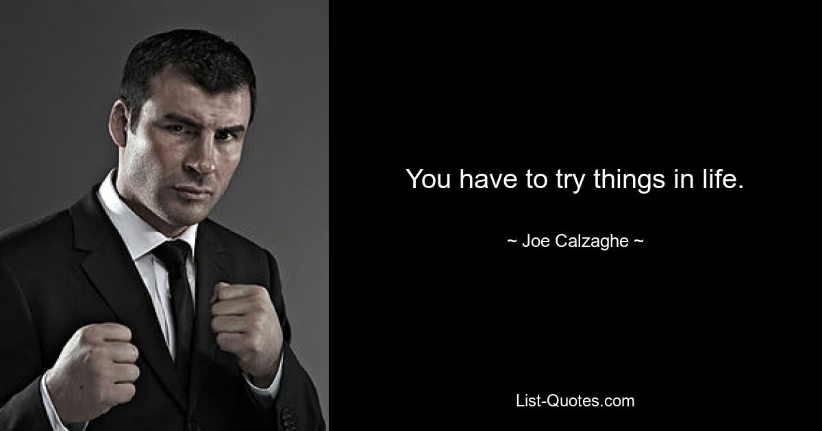 You have to try things in life. — © Joe Calzaghe