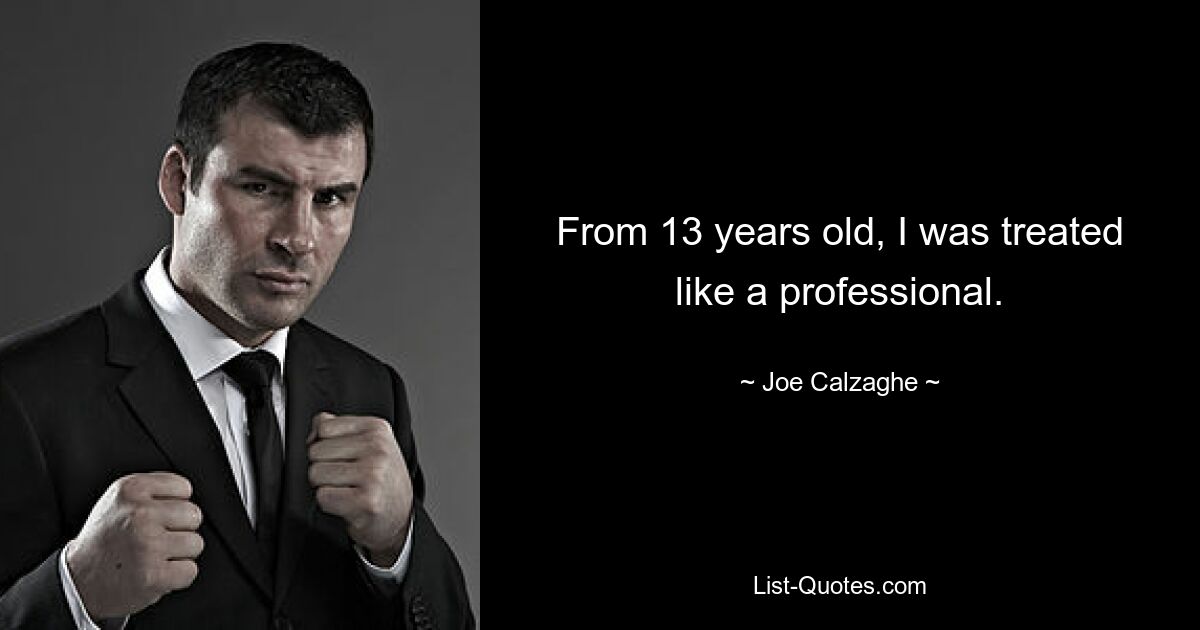 From 13 years old, I was treated like a professional. — © Joe Calzaghe