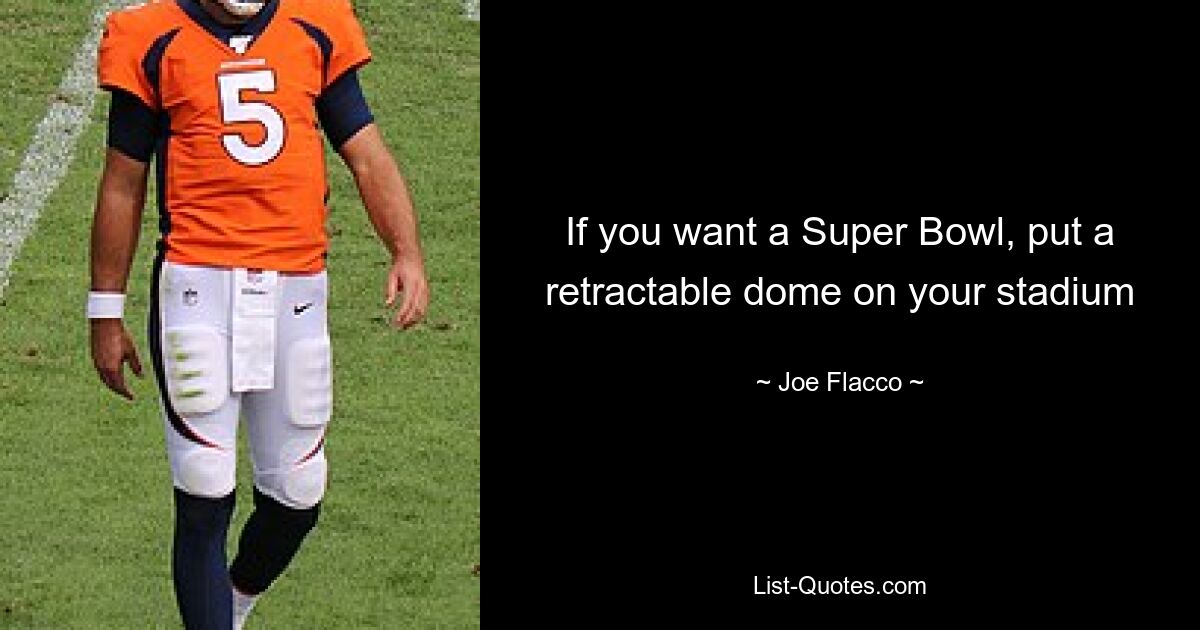 If you want a Super Bowl, put a retractable dome on your stadium — © Joe Flacco