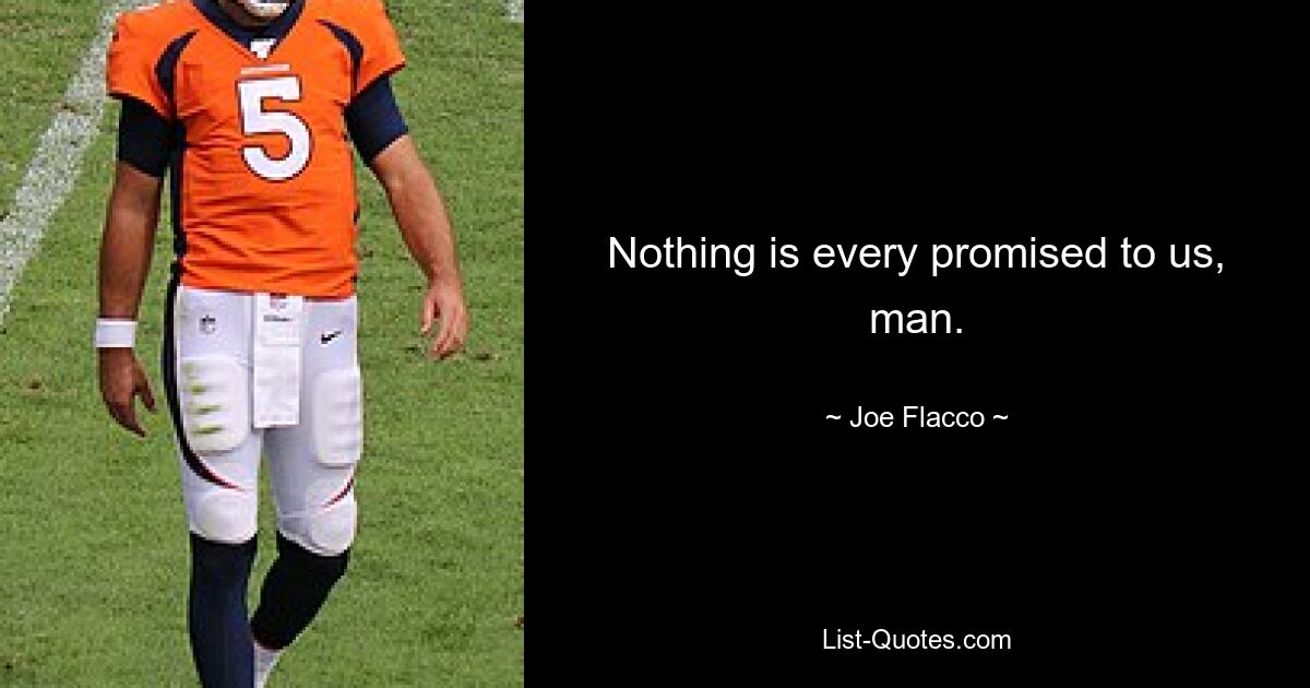 Nothing is every promised to us, man. — © Joe Flacco