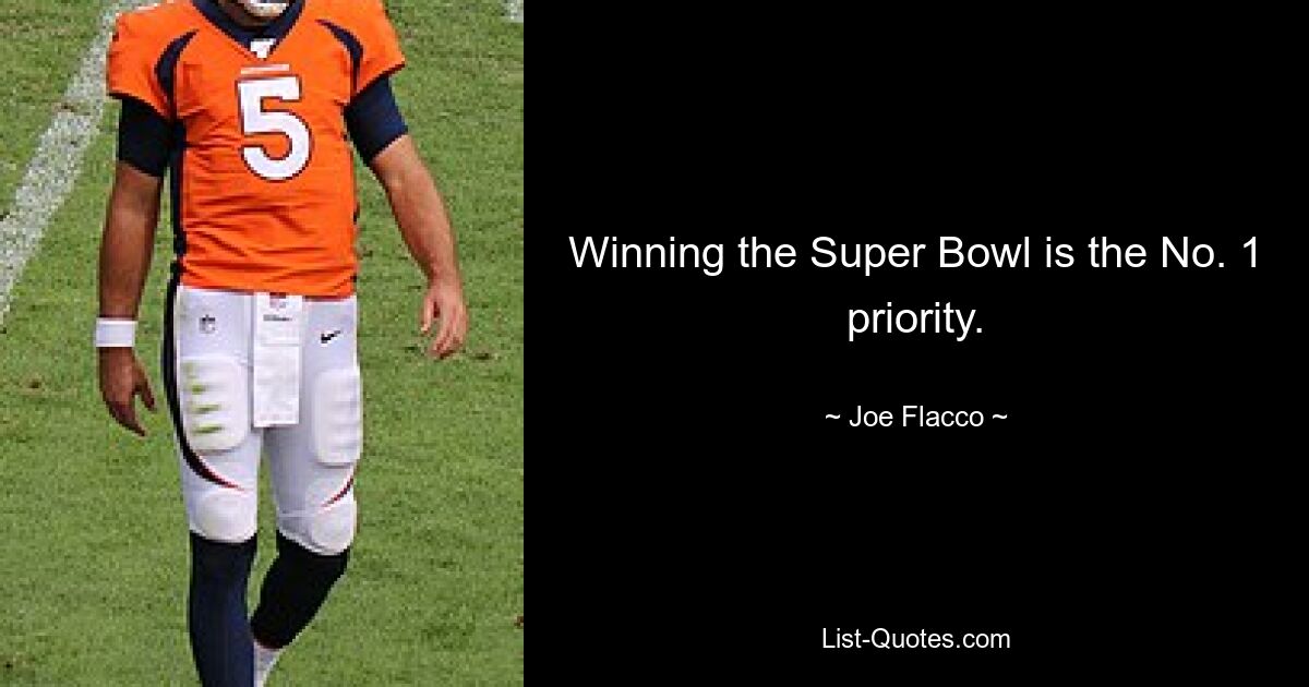 Winning the Super Bowl is the No. 1 priority. — © Joe Flacco