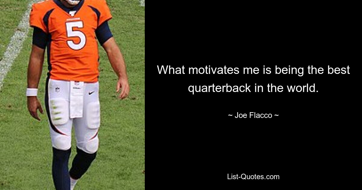 What motivates me is being the best quarterback in the world. — © Joe Flacco