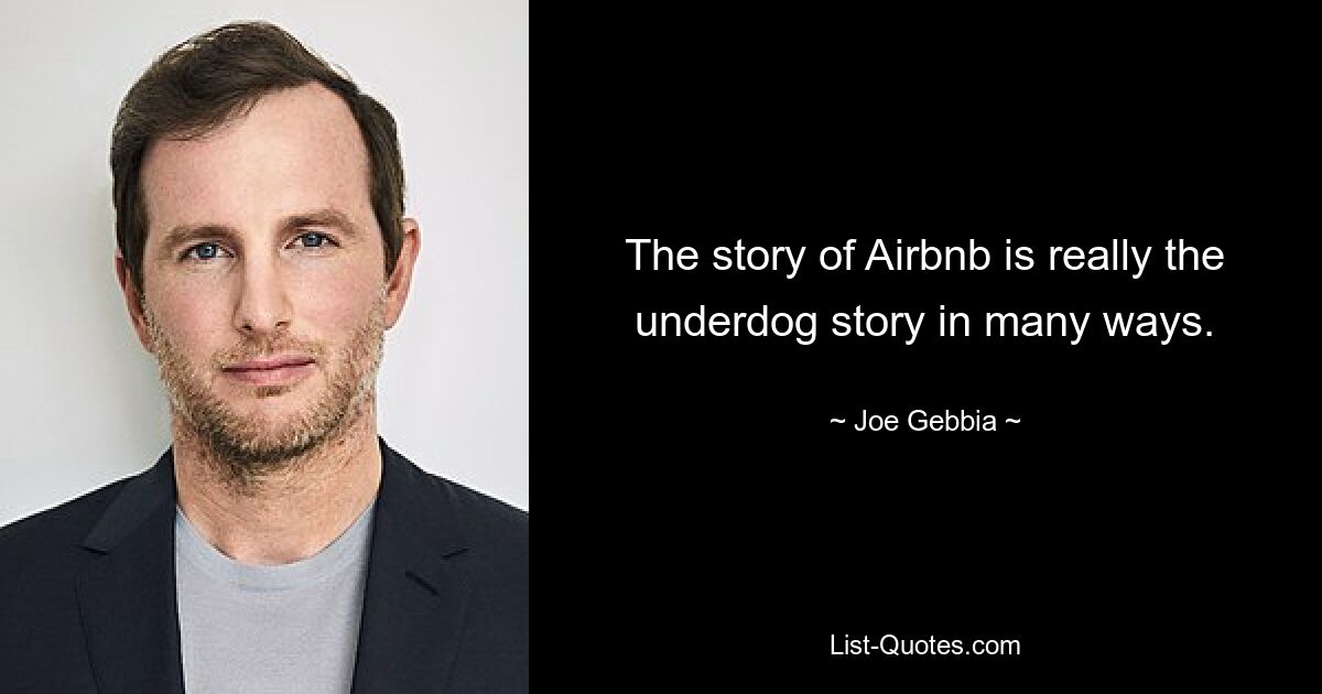 The story of Airbnb is really the underdog story in many ways. — © Joe Gebbia