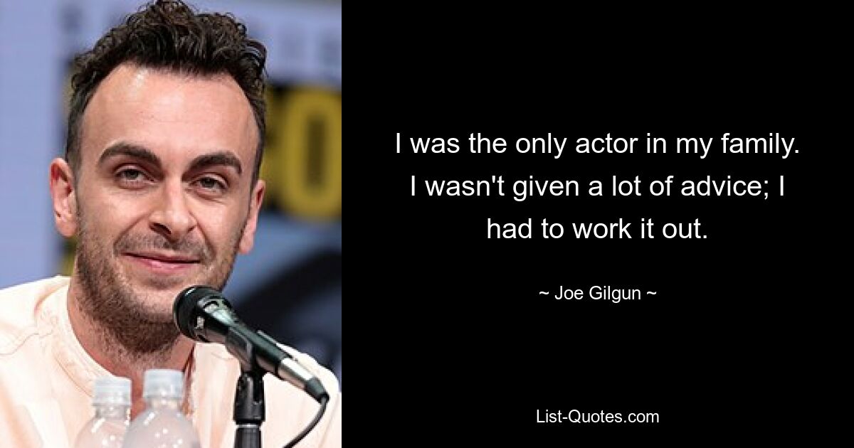 I was the only actor in my family. I wasn't given a lot of advice; I had to work it out. — © Joe Gilgun