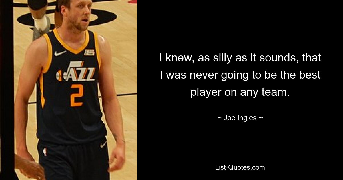 I knew, as silly as it sounds, that I was never going to be the best player on any team. — © Joe Ingles