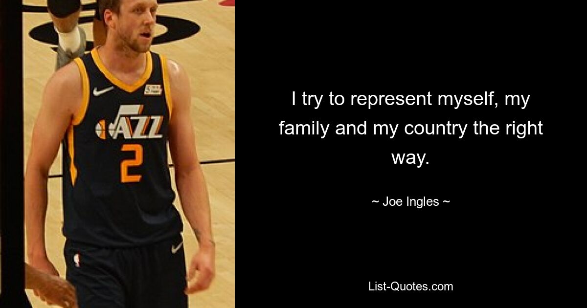 I try to represent myself, my family and my country the right way. — © Joe Ingles