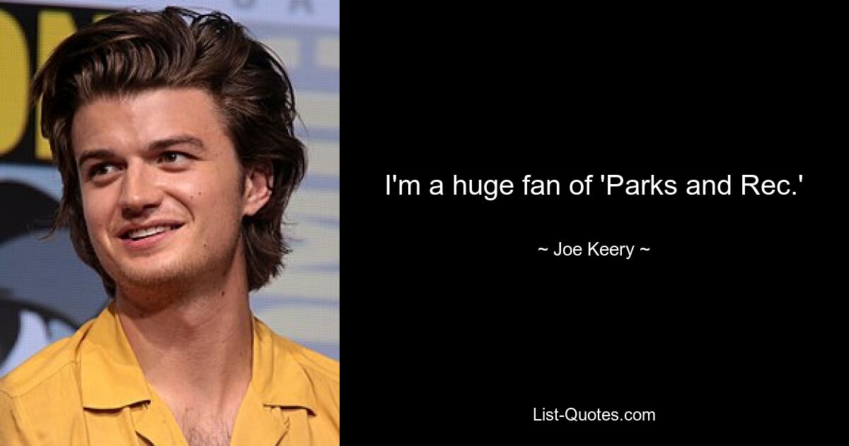 I'm a huge fan of 'Parks and Rec.' — © Joe Keery