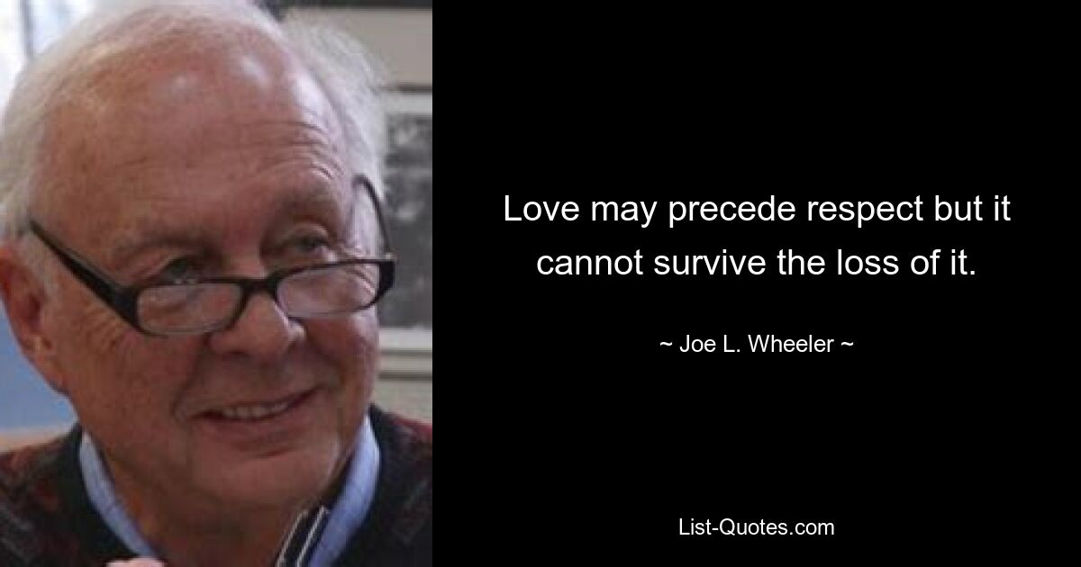 Love may precede respect but it cannot survive the loss of it. — © Joe L. Wheeler