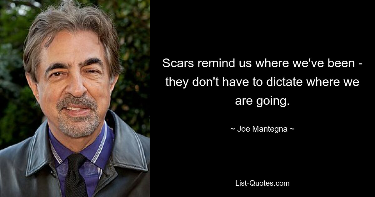 Scars remind us where we've been - they don't have to dictate where we are going. — © Joe Mantegna